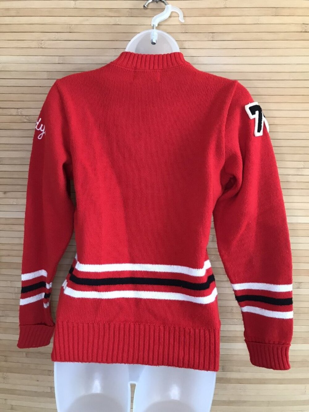 1970s Vintage VTG Cheerleader band baton SWEATER 76 S/M small medium letterman - Picture 5 of 6